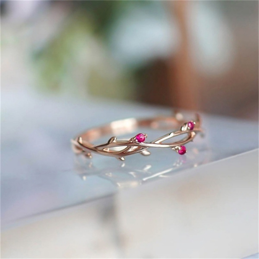 18k Rose Gold Ruby Twist Vine Cocktail Ring - Picture 2 of 6